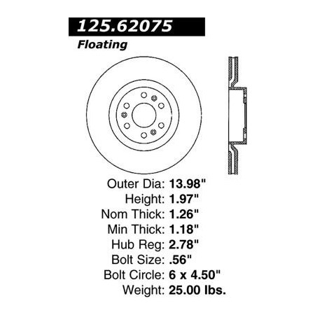 Centric Premium High Carbon Alloy Brake Rotor, Parts 125.62075